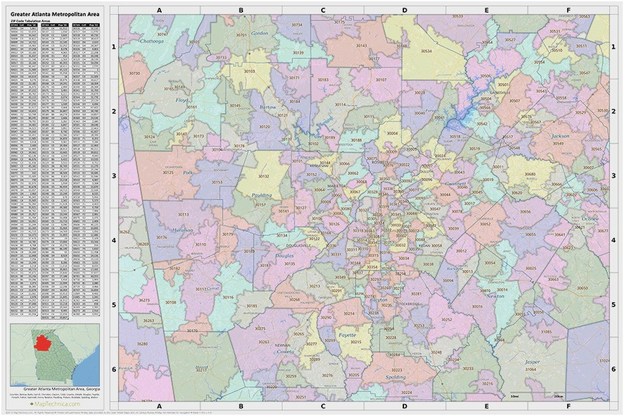 Atlanta Georgia Zip Codes Map Secretmuseum