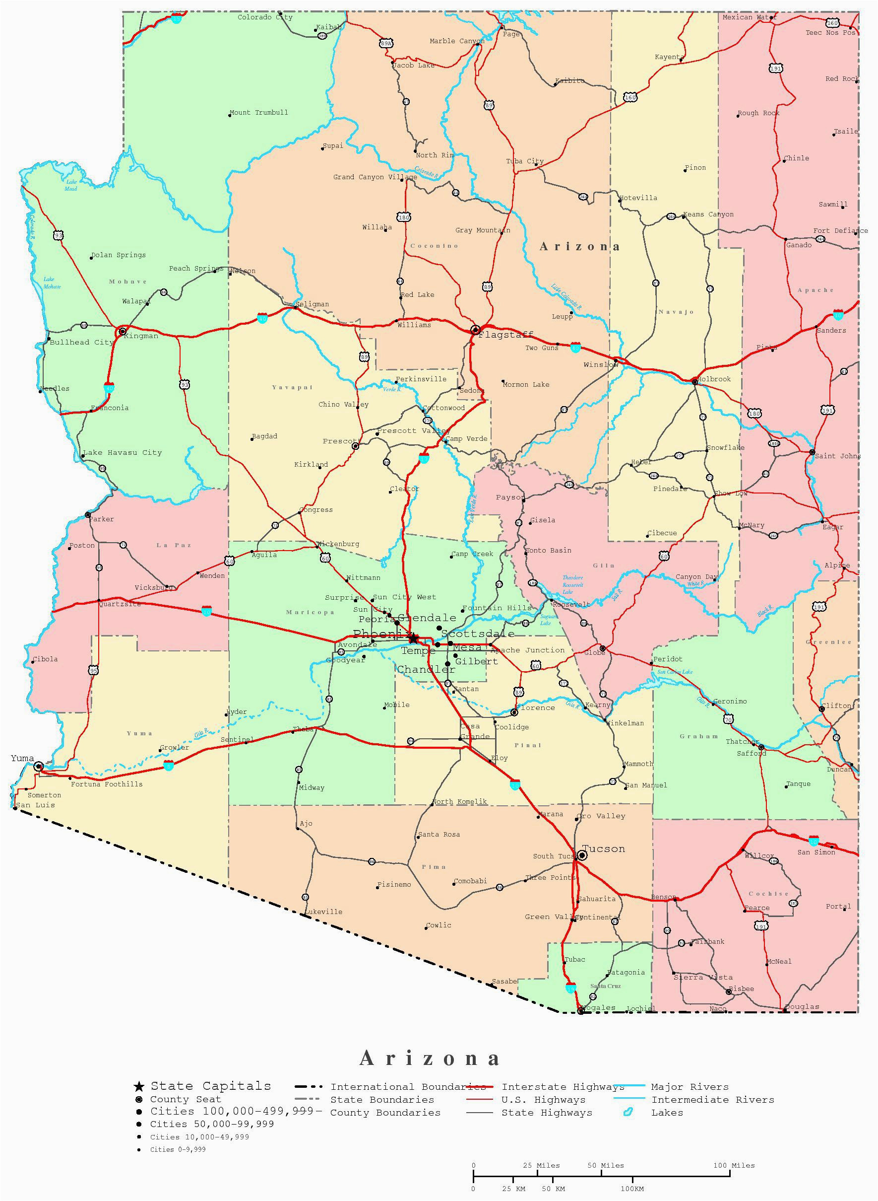 large arizona maps for free download and print high resolution and