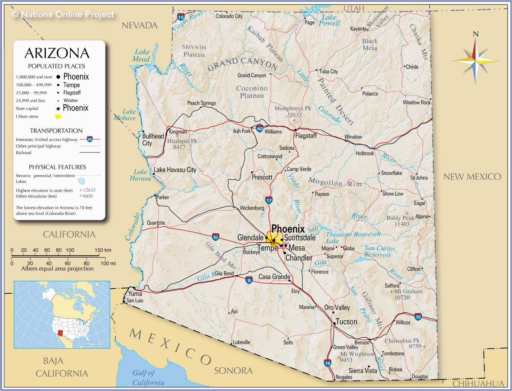 reference maps of arizona usa nations