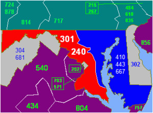 area codes 301 and 240 wikipedia