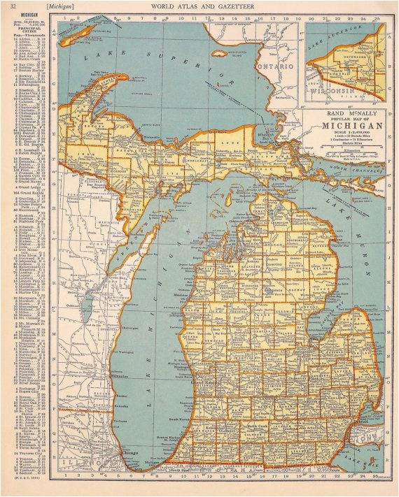 1939 michigan vintage atlas map by oddlyends on etsy map love