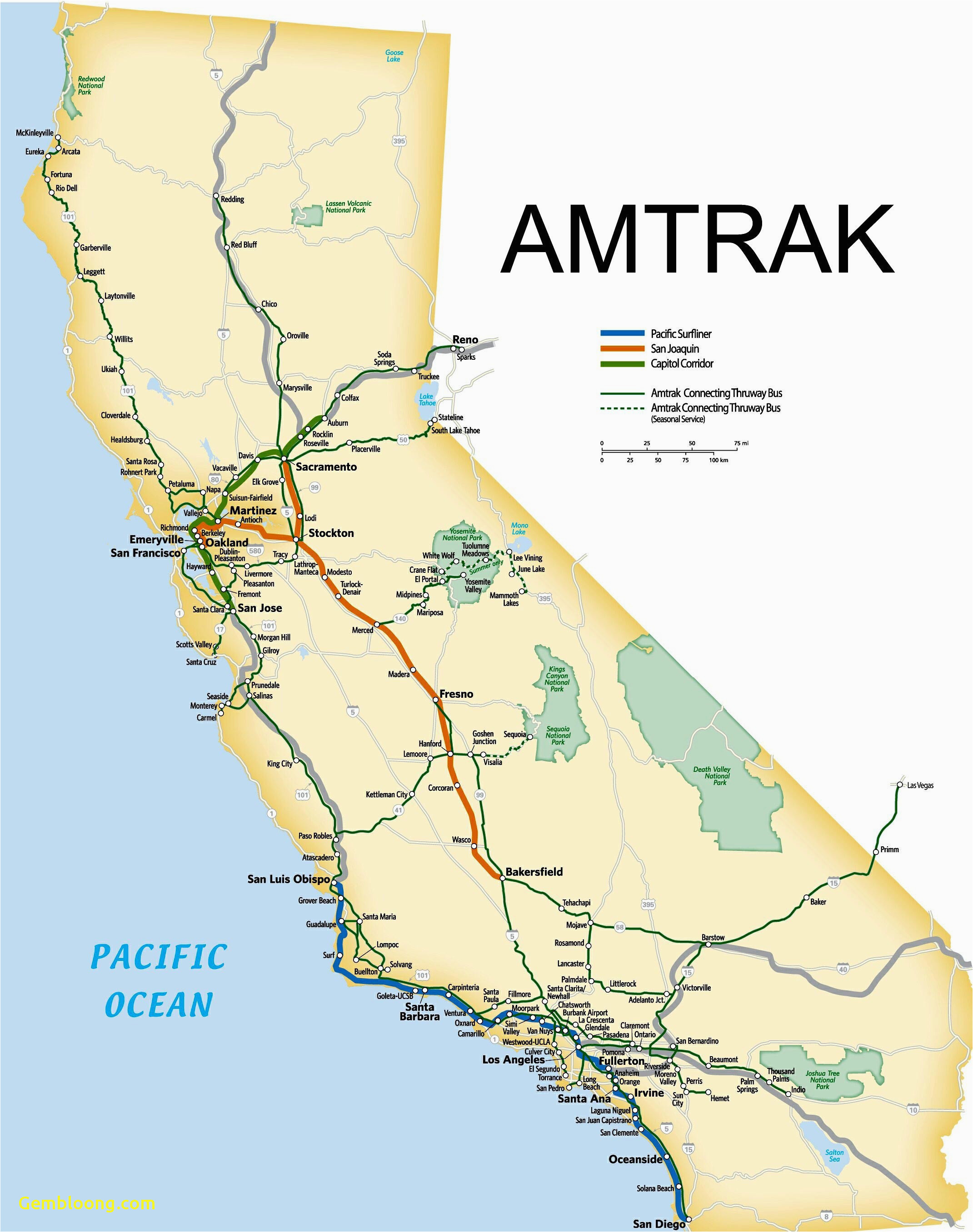California Amtrak Stations Map California Amtrak Route Map Www Bilderbeste Com Of California Amtrak Stations Map 1 
