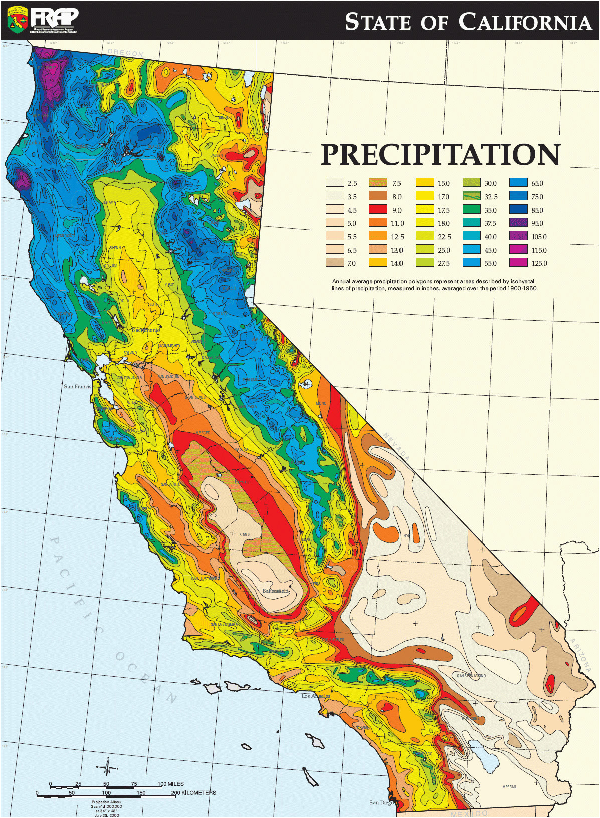 california annual rainfall map fresh rain map california