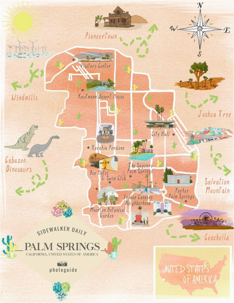 map of the best los angeles instagram spots palm springs palm