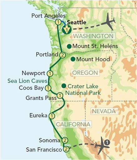 map oregon pacific coast oregon and the pacific coast from seattle