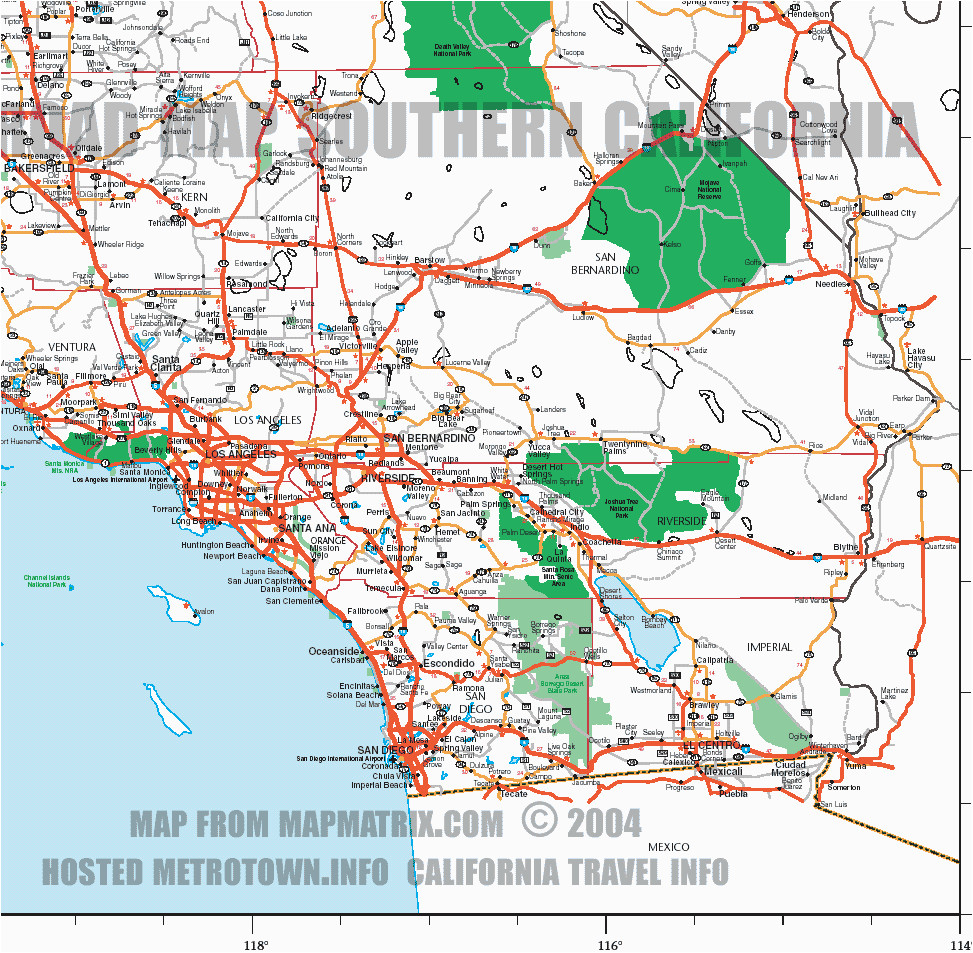 road map of southern california including santa barbara los