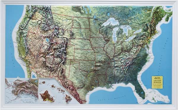 usa raised relief map rand geophysical version home ideas