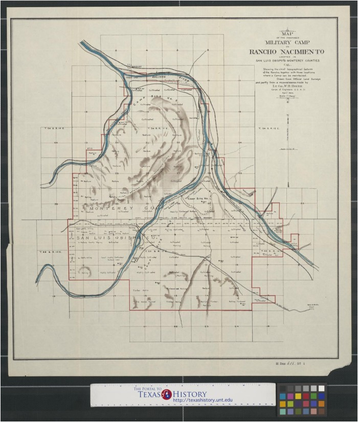 map of the proposed military camp on rancho nacimiento located in