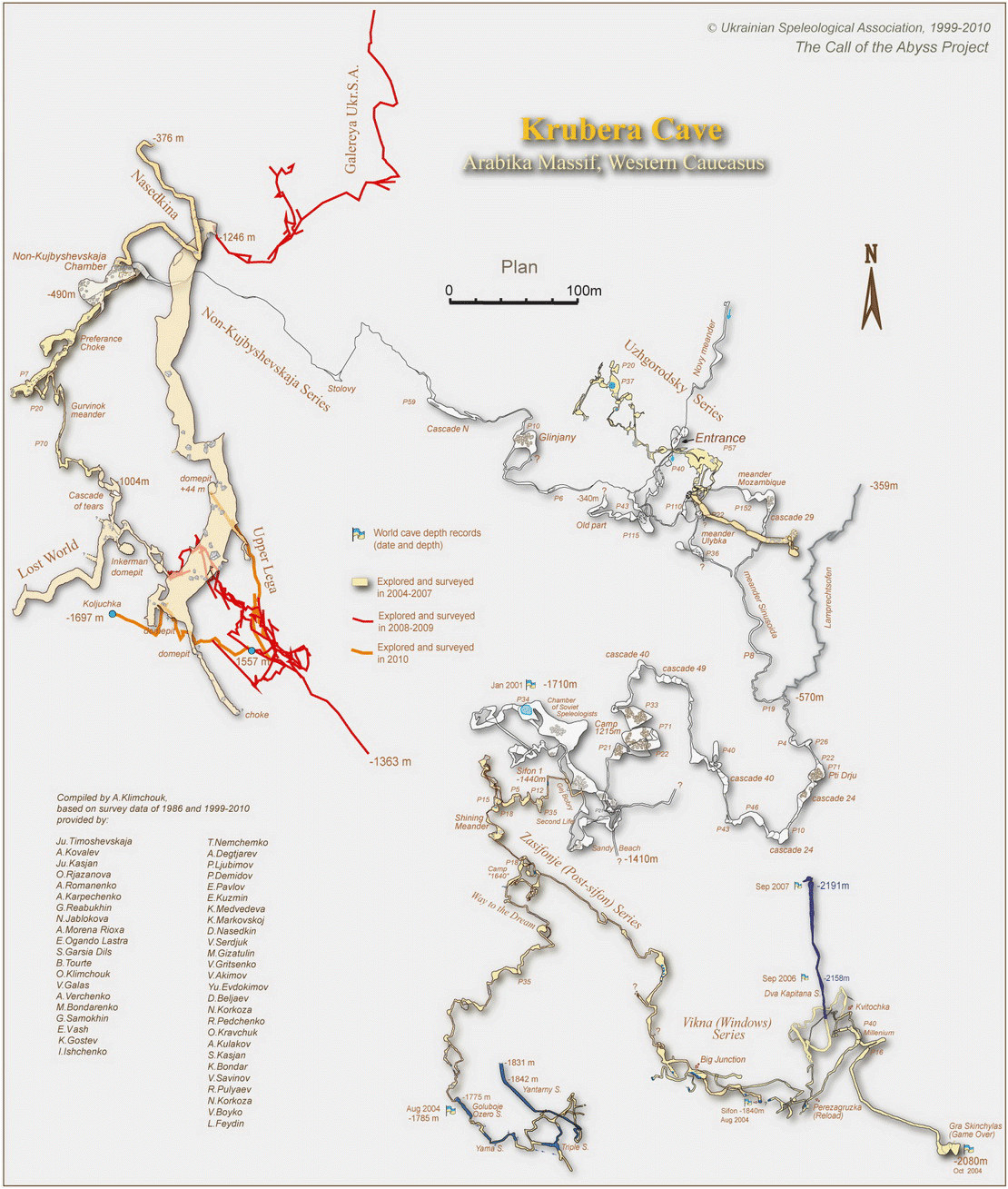 a map of krubera cave the deepest cave on earth going down more