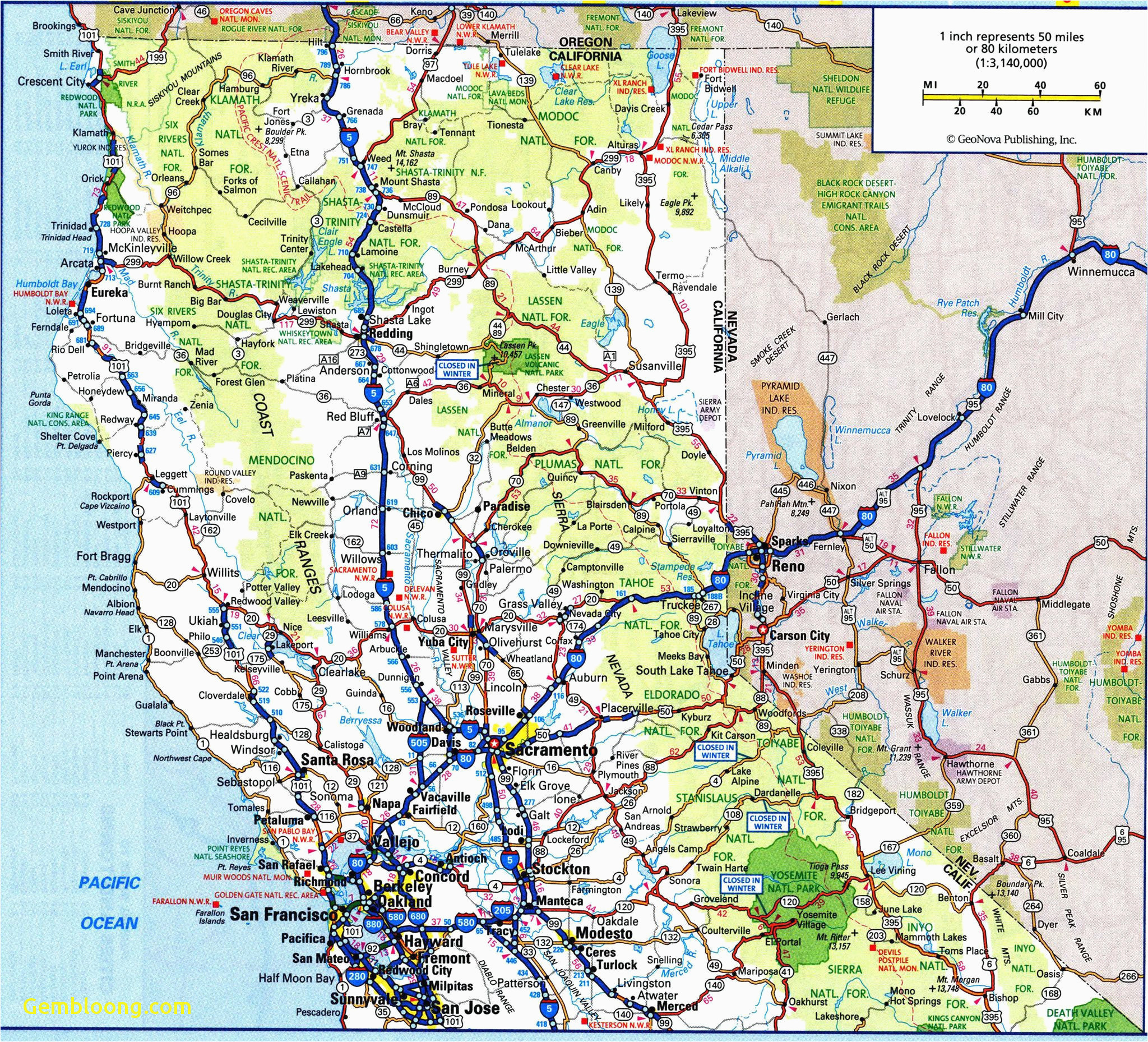map of northern california