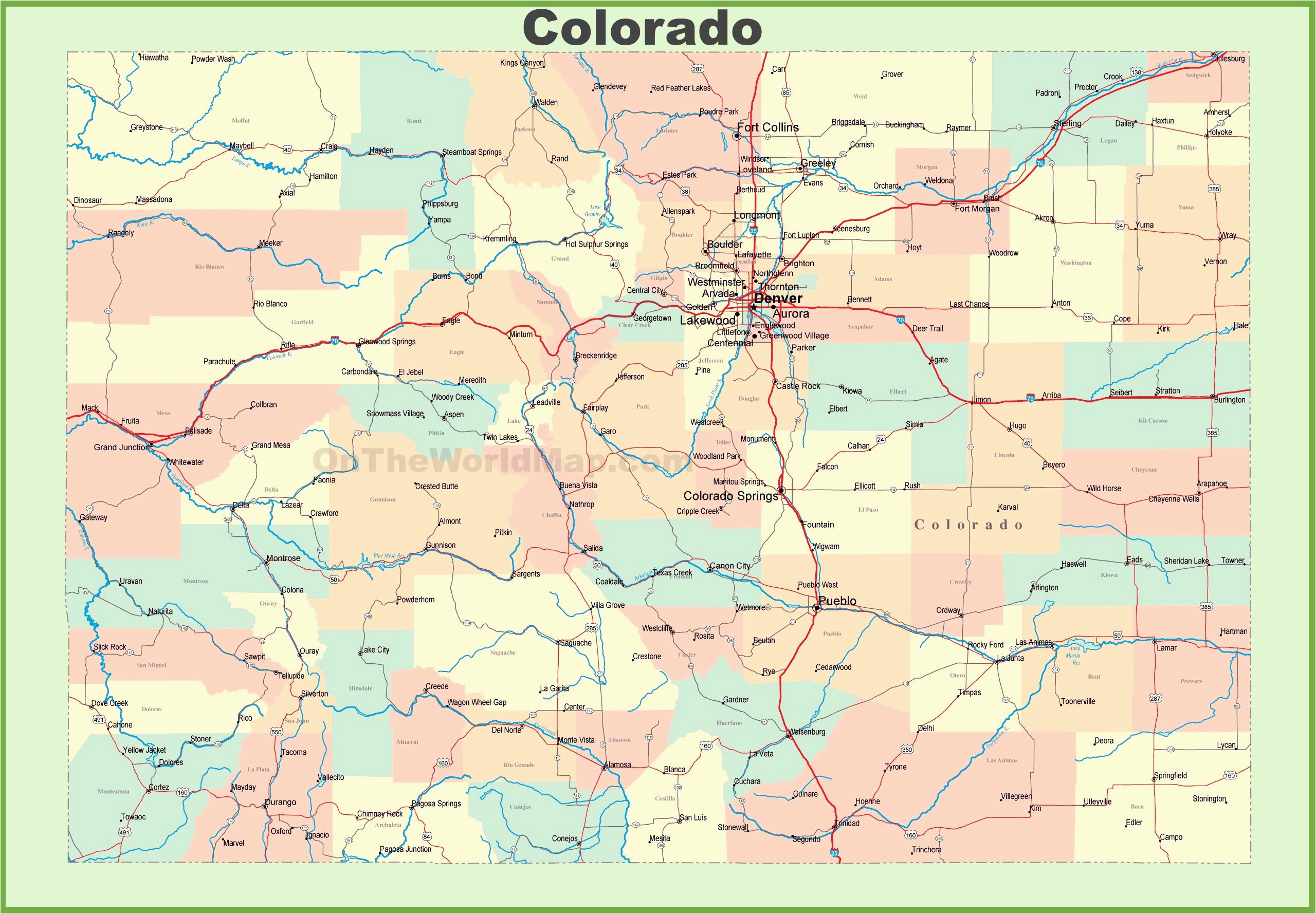 highway map of usa colorado county map with highways valid boulder