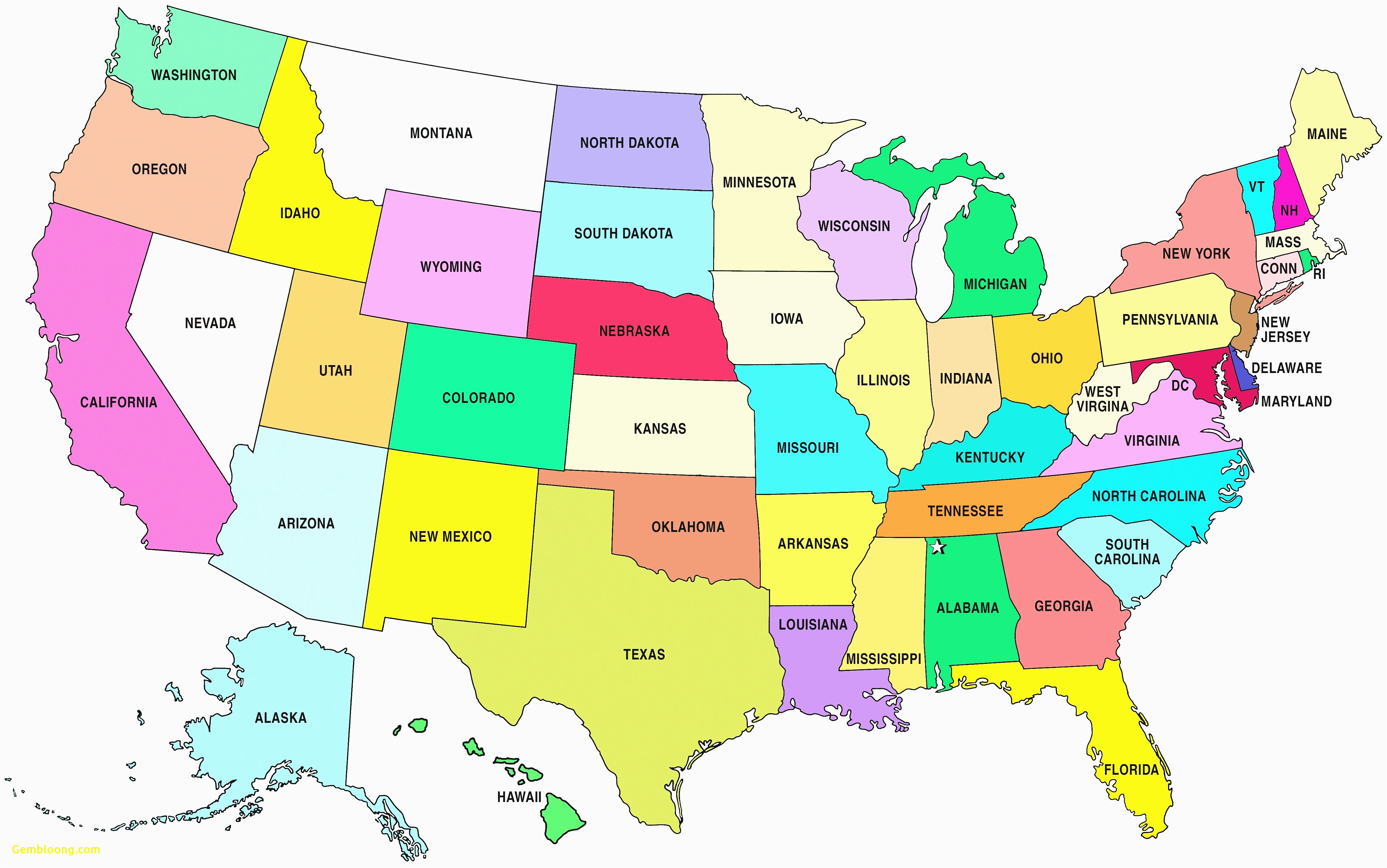 50 us states and capitals map united states america with states