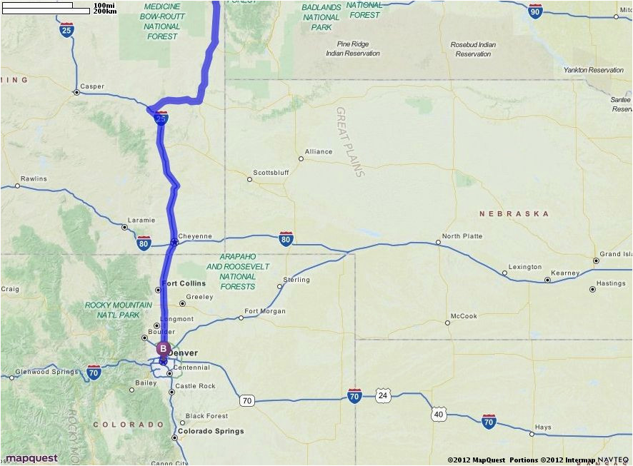 driving directions from bismarck north dakota to denver colorado