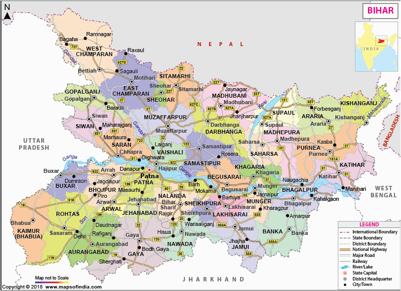 bihar map state districts information and facts