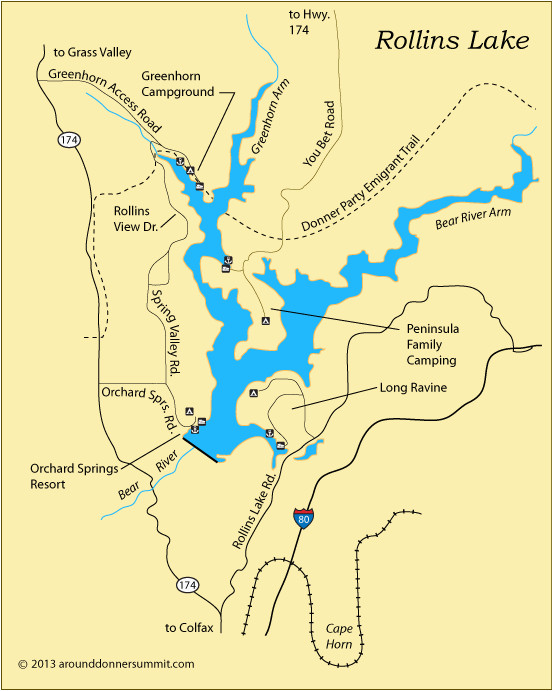 map of rollins lake colfax ca camping pinterest lake camping