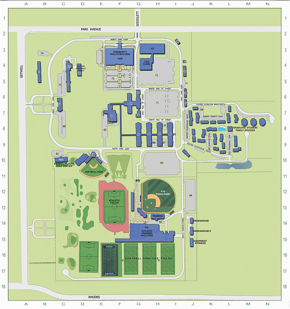 the university of memphis main campus map campus maps the