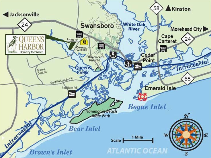 Emerald Isle North Carolina Map Secretmuseum   Emerald Isle North Carolina Map 13 Best Where I Want To Live Swansboro Nc Images On Pinterest Of Emerald Isle North Carolina Map 