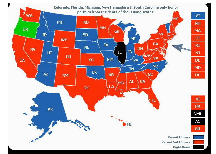 reciprocity map elegant concealed carry permit reciprocity map