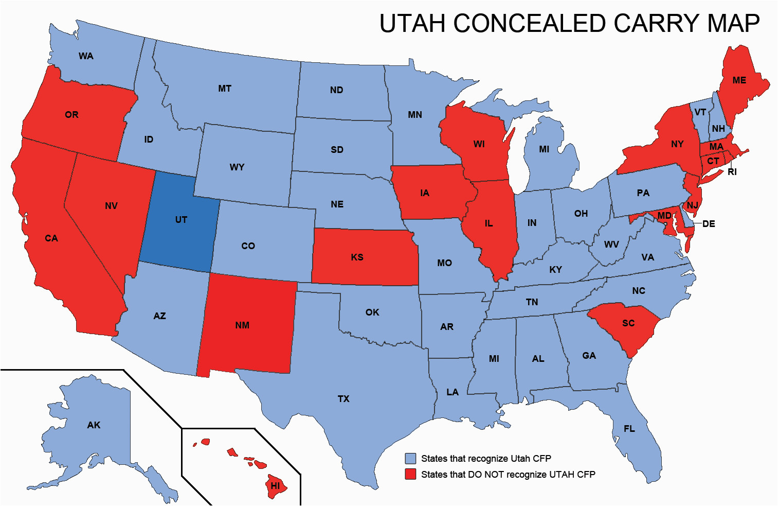 utah concealed weapons permit reciprocity map misc pinterest