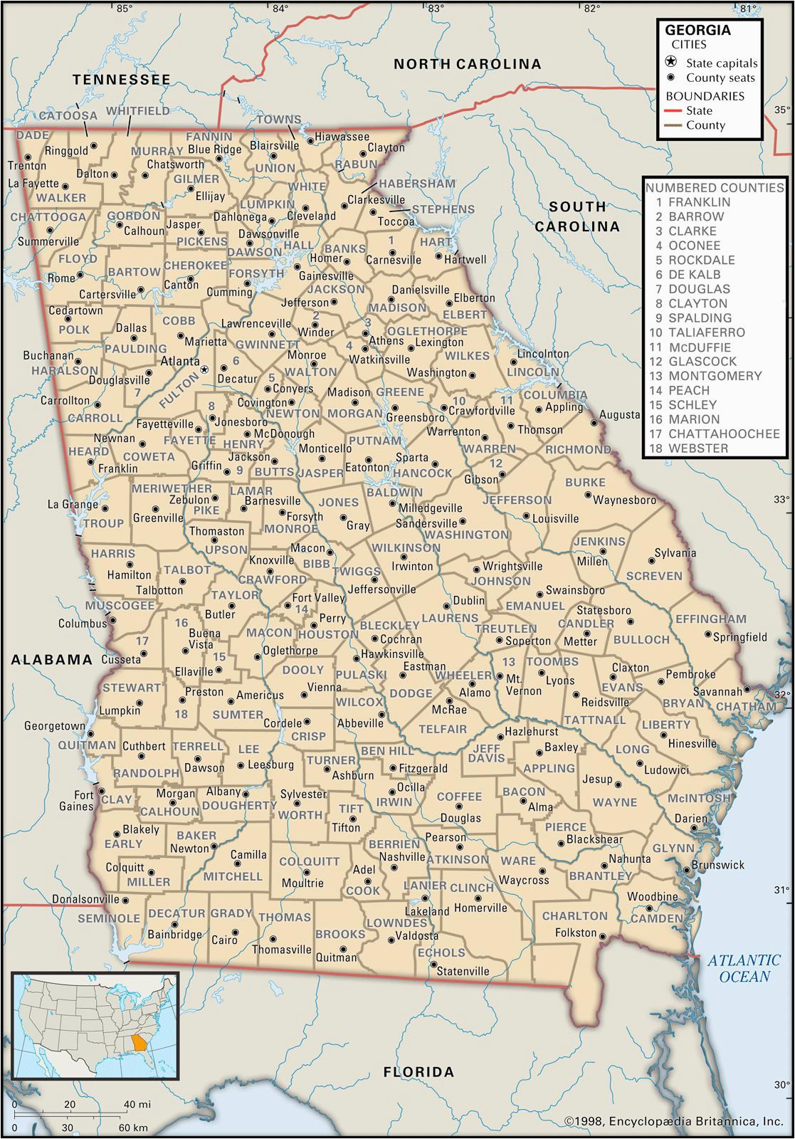 Georgia Map with Counties and Highways | secretmuseum