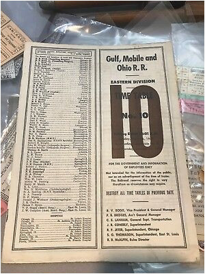 vintage 1957 gulf mobile and ohio railroad employee timetable