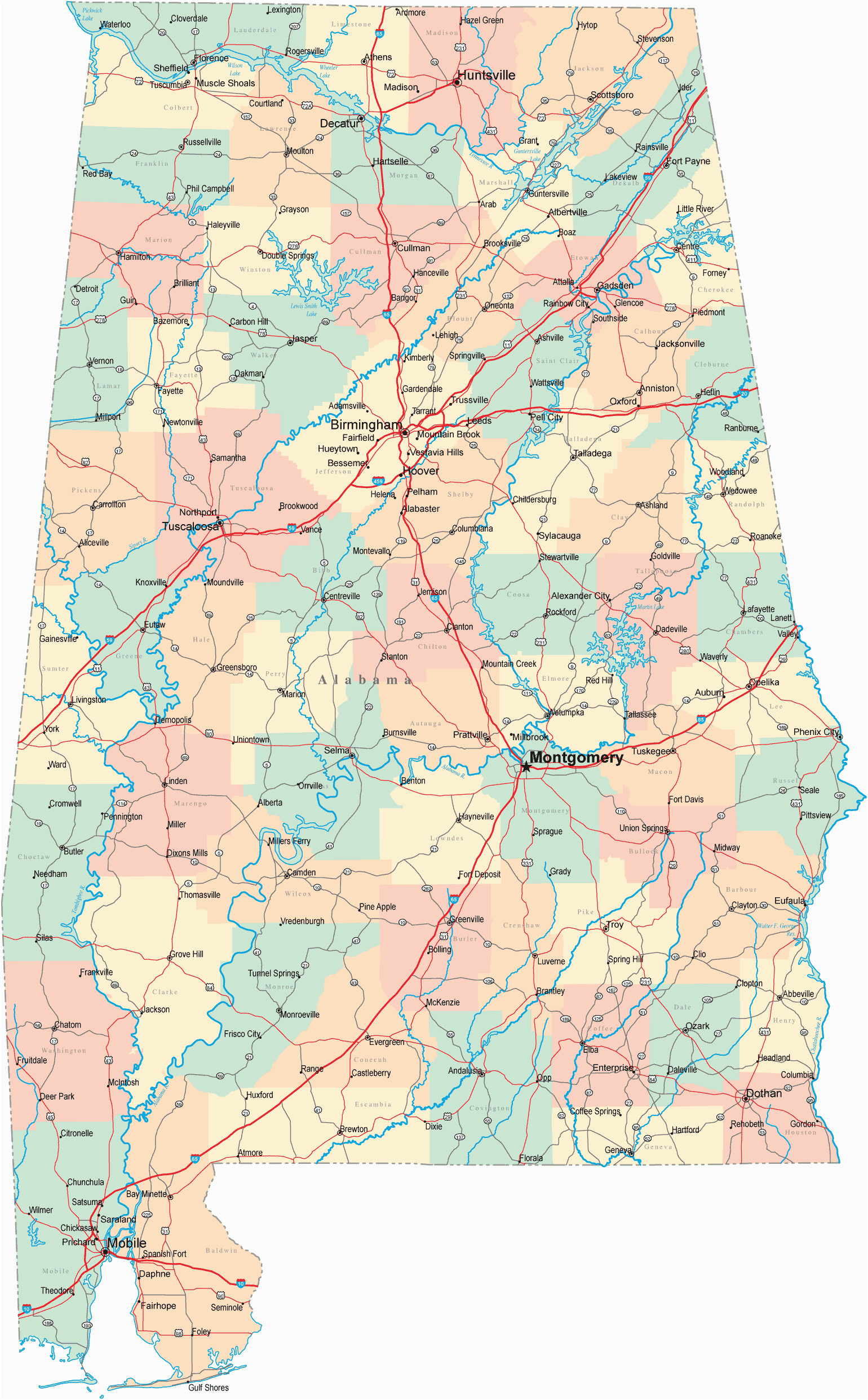 alabama road map printable map of alabama map with highways