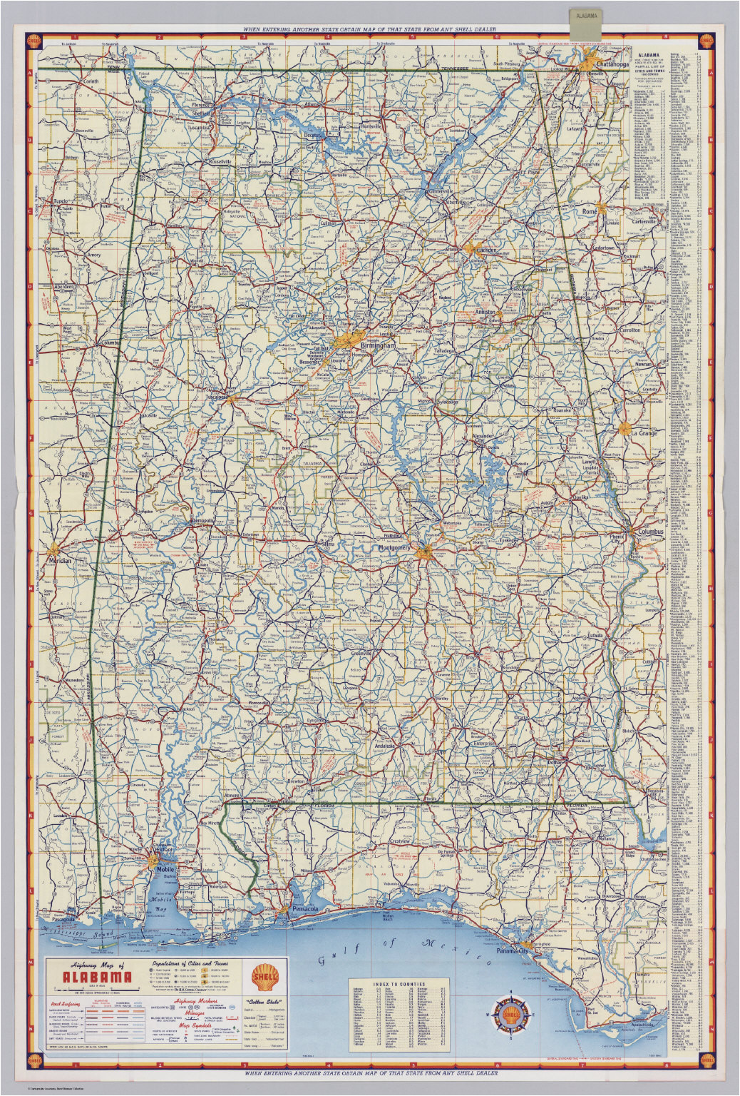 shell highway map of alabama david rumsey historical map collection