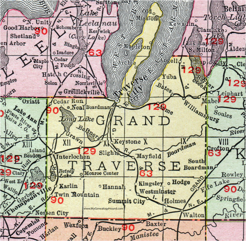 grand traverse county michigan 1911 map rand mcnally traverse