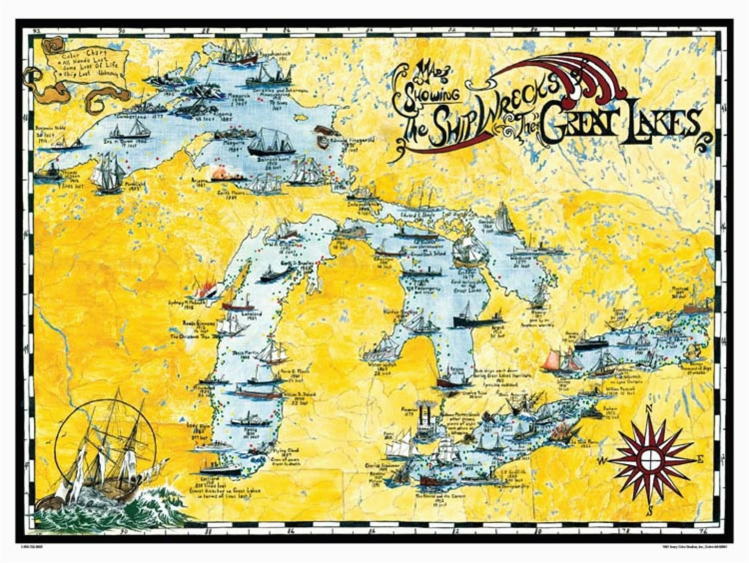 great lakes shipwreck map by avery color studios michigan great