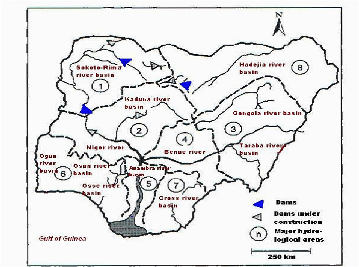 map of nigeria showing major rivers and hydrological basins 1 niger