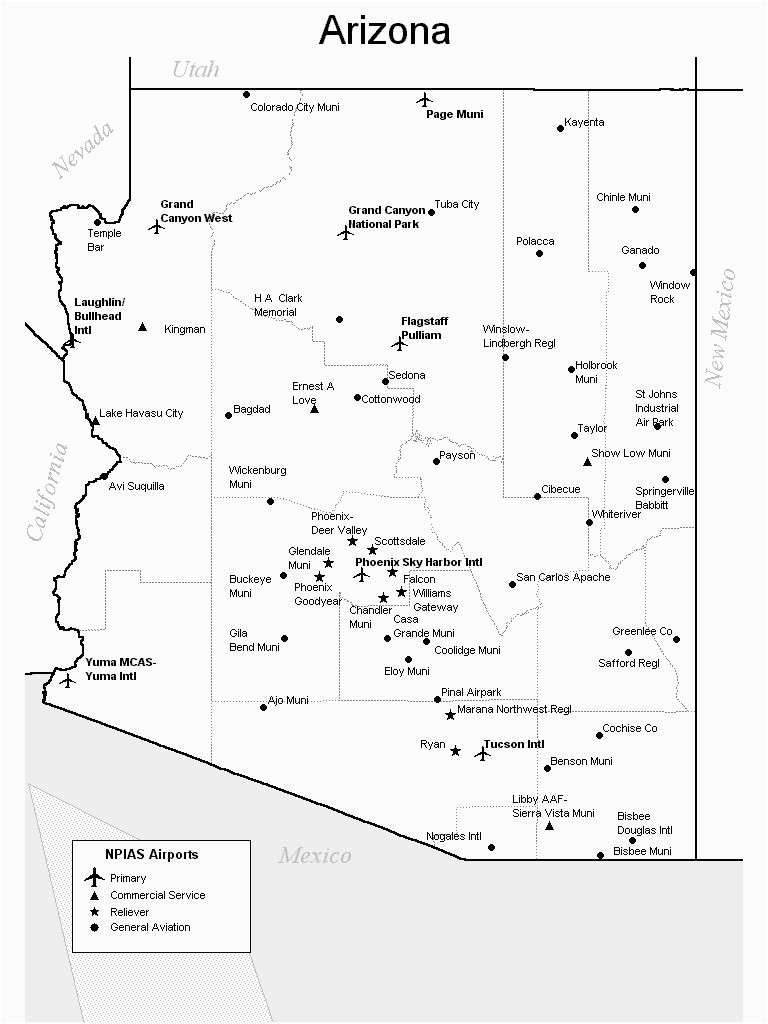arizona airports map arizona mappery