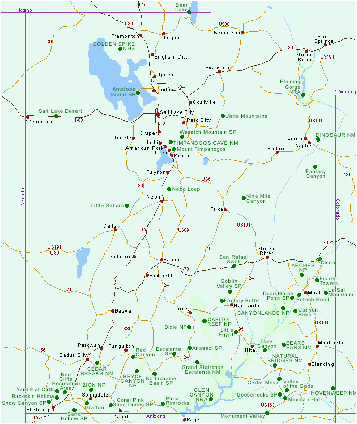 maps of utah state map and utah national park maps