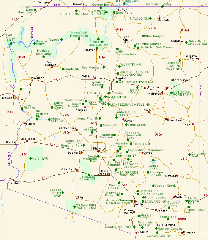 Map Of Arizona Lakes | secretmuseum