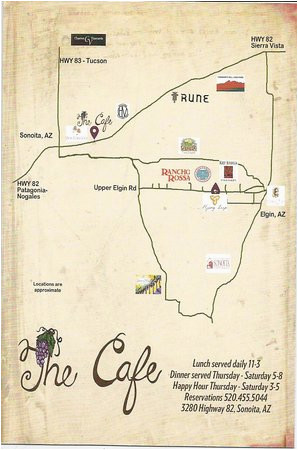 small map from cafe of wineries picture of the cafe sonoita