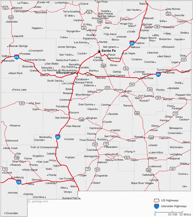 map of new mexico cities new mexico road map