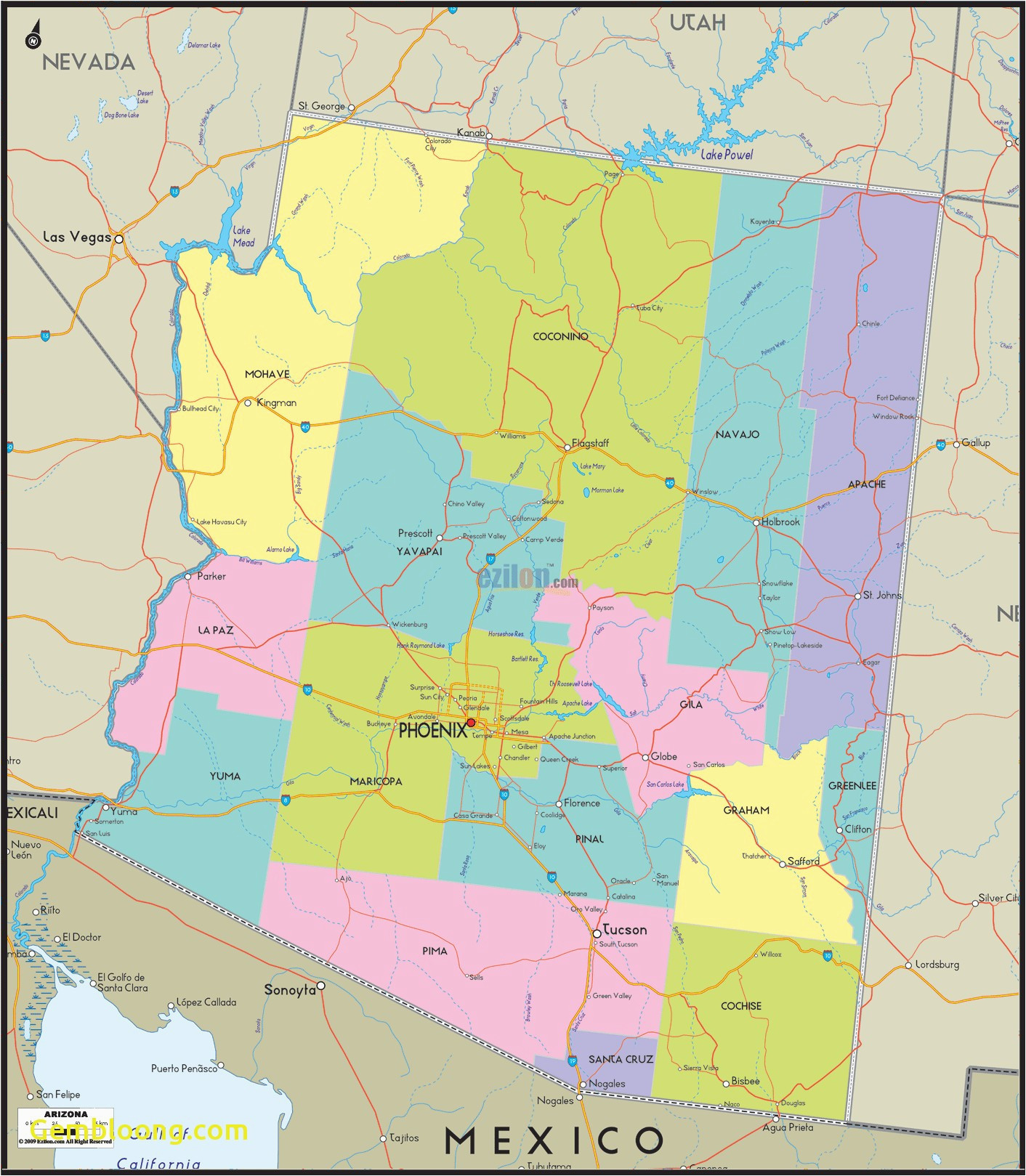 arizona county map awesome mesa arizona usa map best arizona map