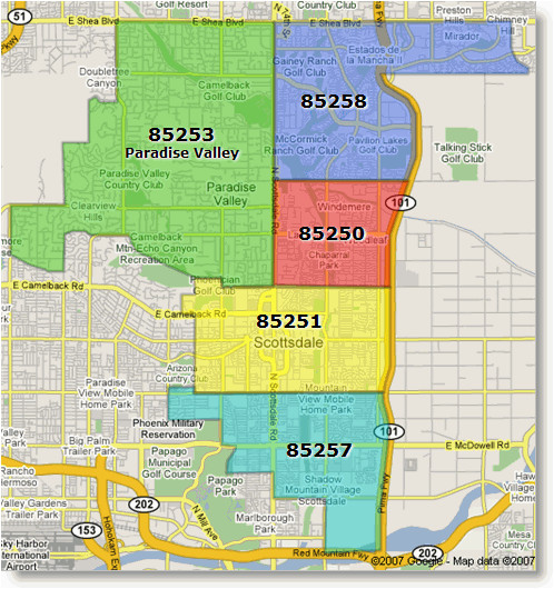 scottsdale paradise valley arizona zip code map arizona real