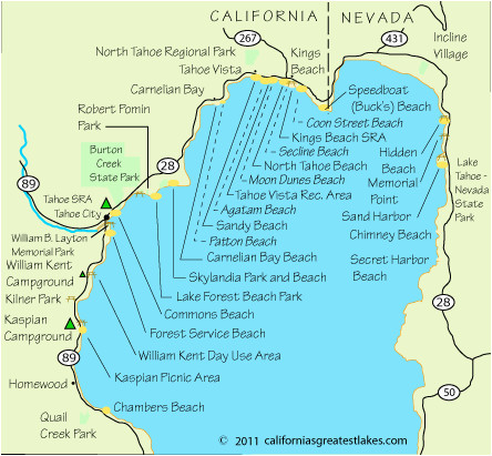 map of north lake tahoe beaches lake tahoe vacation pinterest