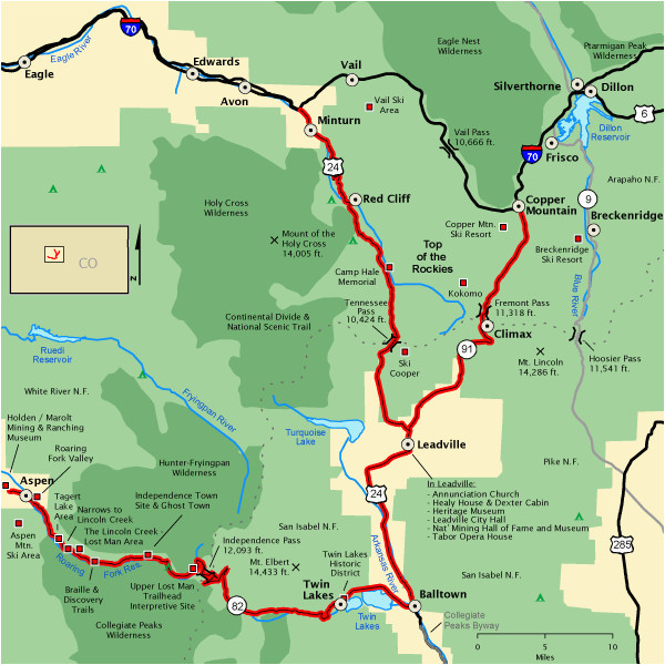 top of the rockies map america s byways usa in 2018