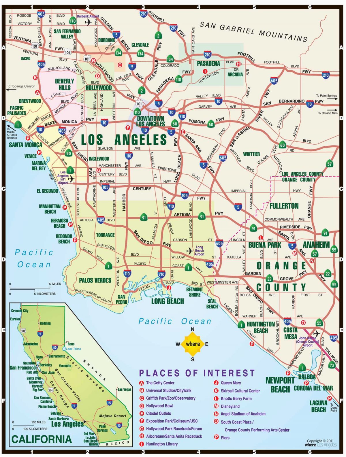 Map Of California Airports Near Los Angeles La Map where Magazine Los ...