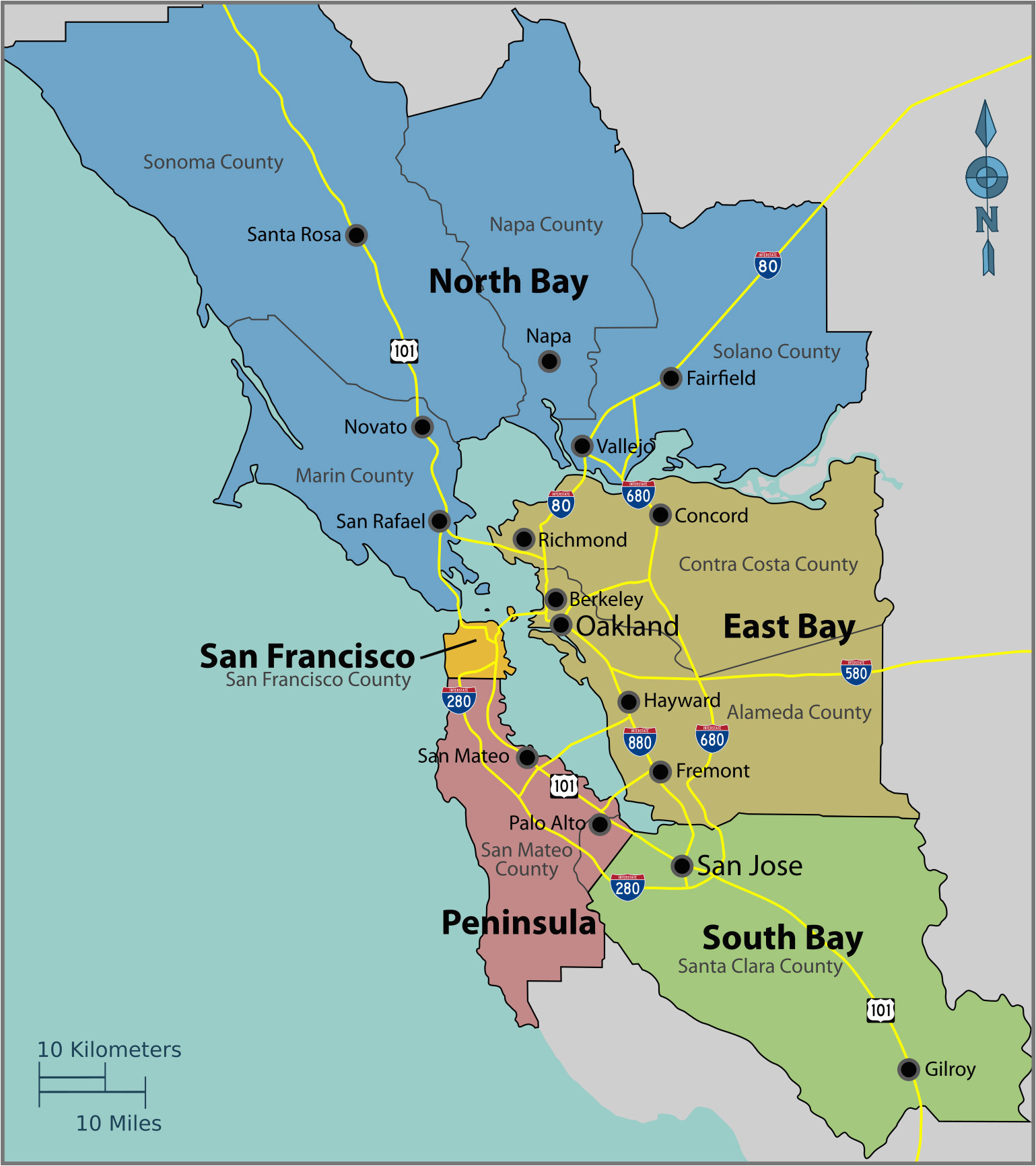 map of california coast los angeles to san francisco outline san