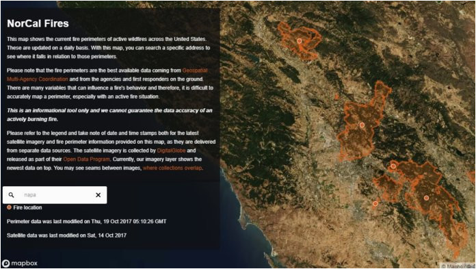 mapbox releases new map to track fires in northern california and