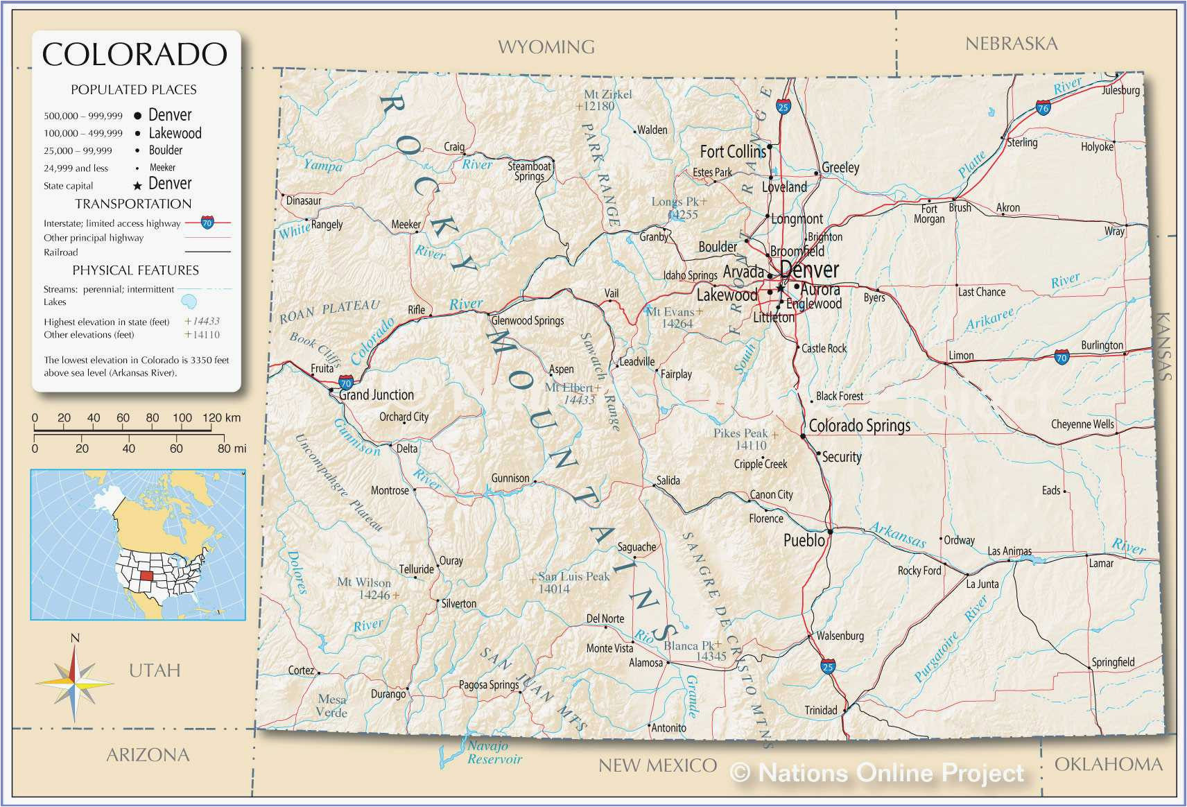 colorado highway map awesome map of colorado towns and areas within