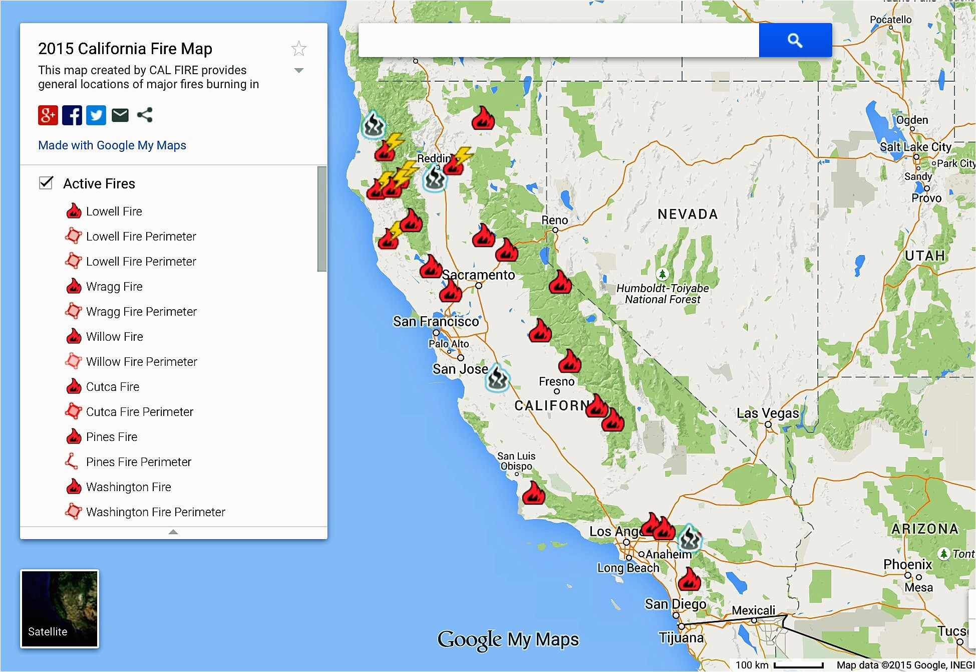 northern cal fire map