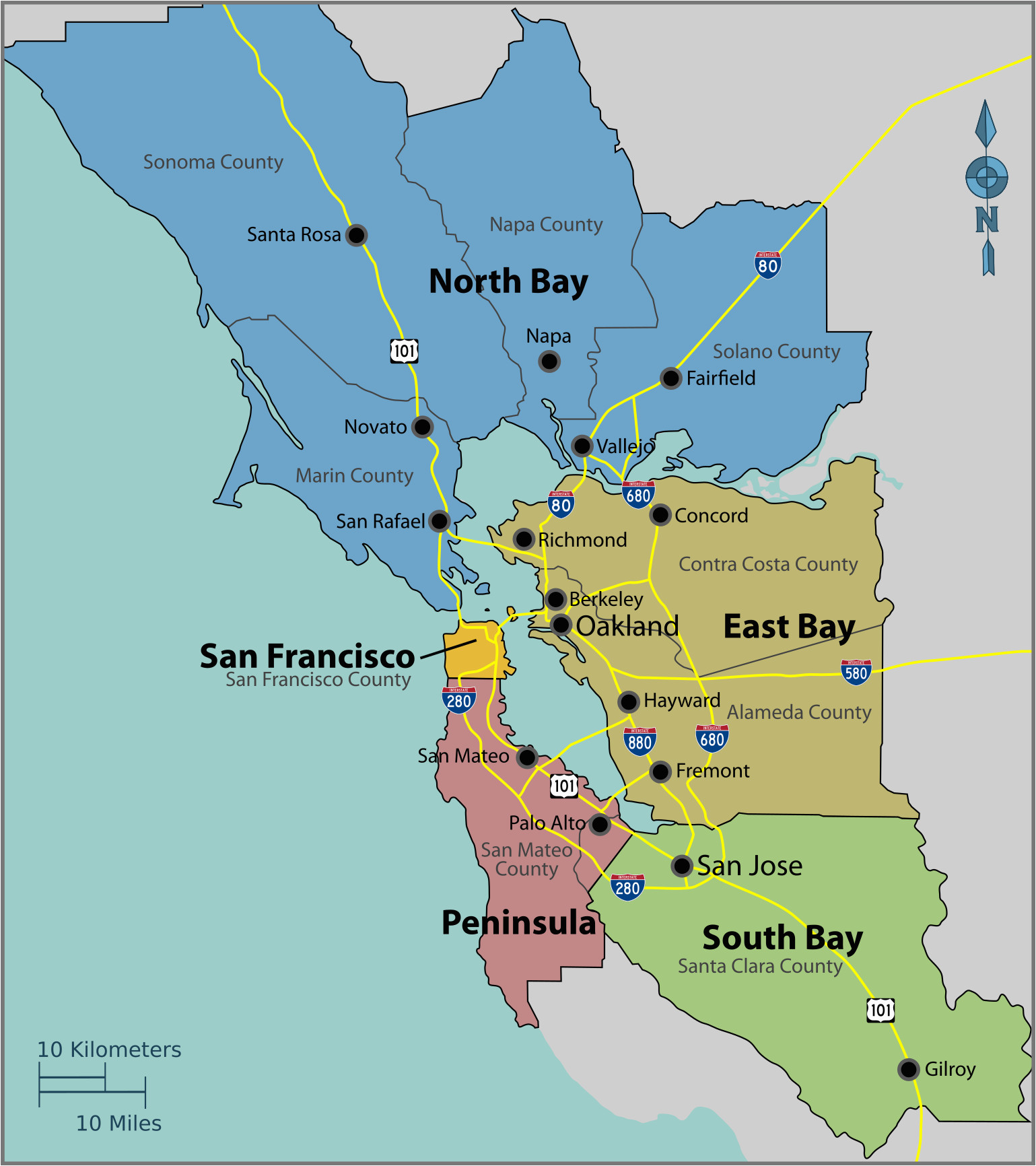 Map Of East Bay area California secretmuseum