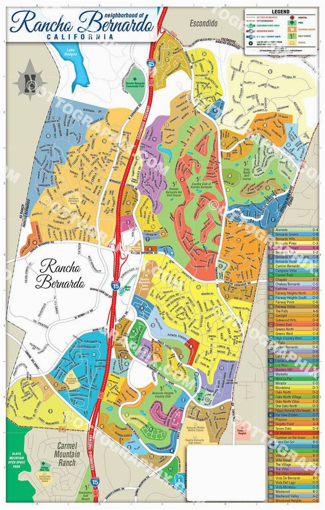 rancho bernardo map with subdivisions san diego california