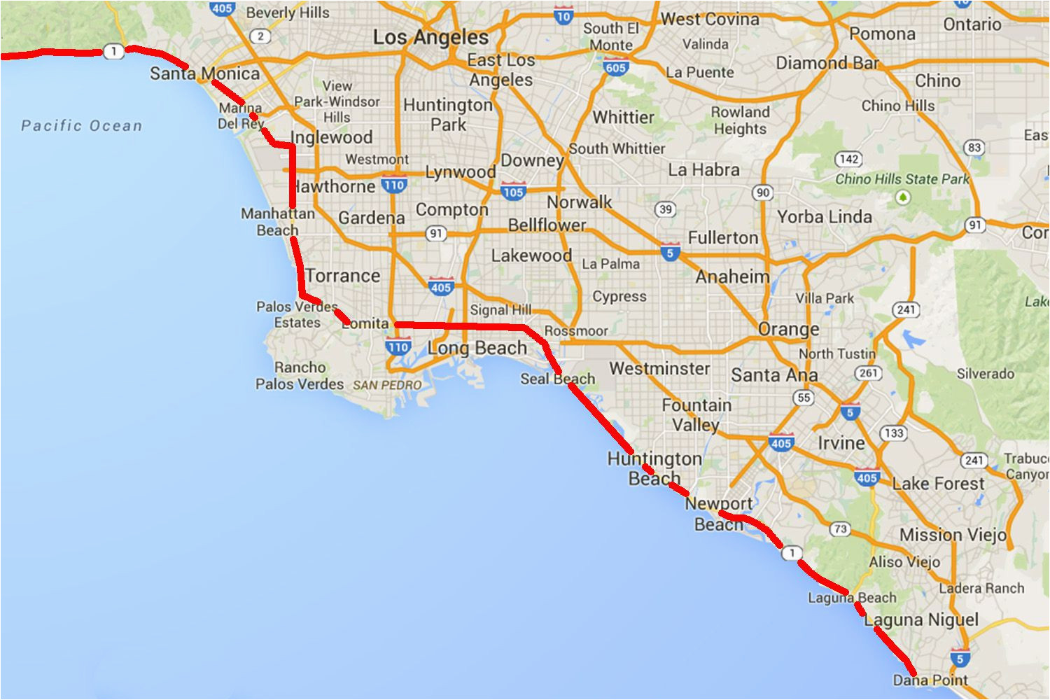 map of los angeles area inspirational driving the pacific coast