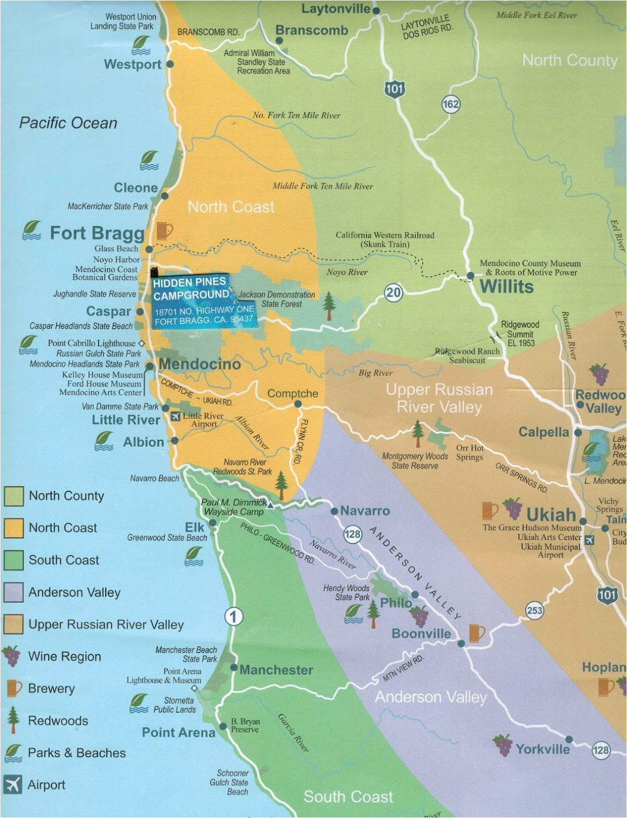 map california map fort bragg california california map