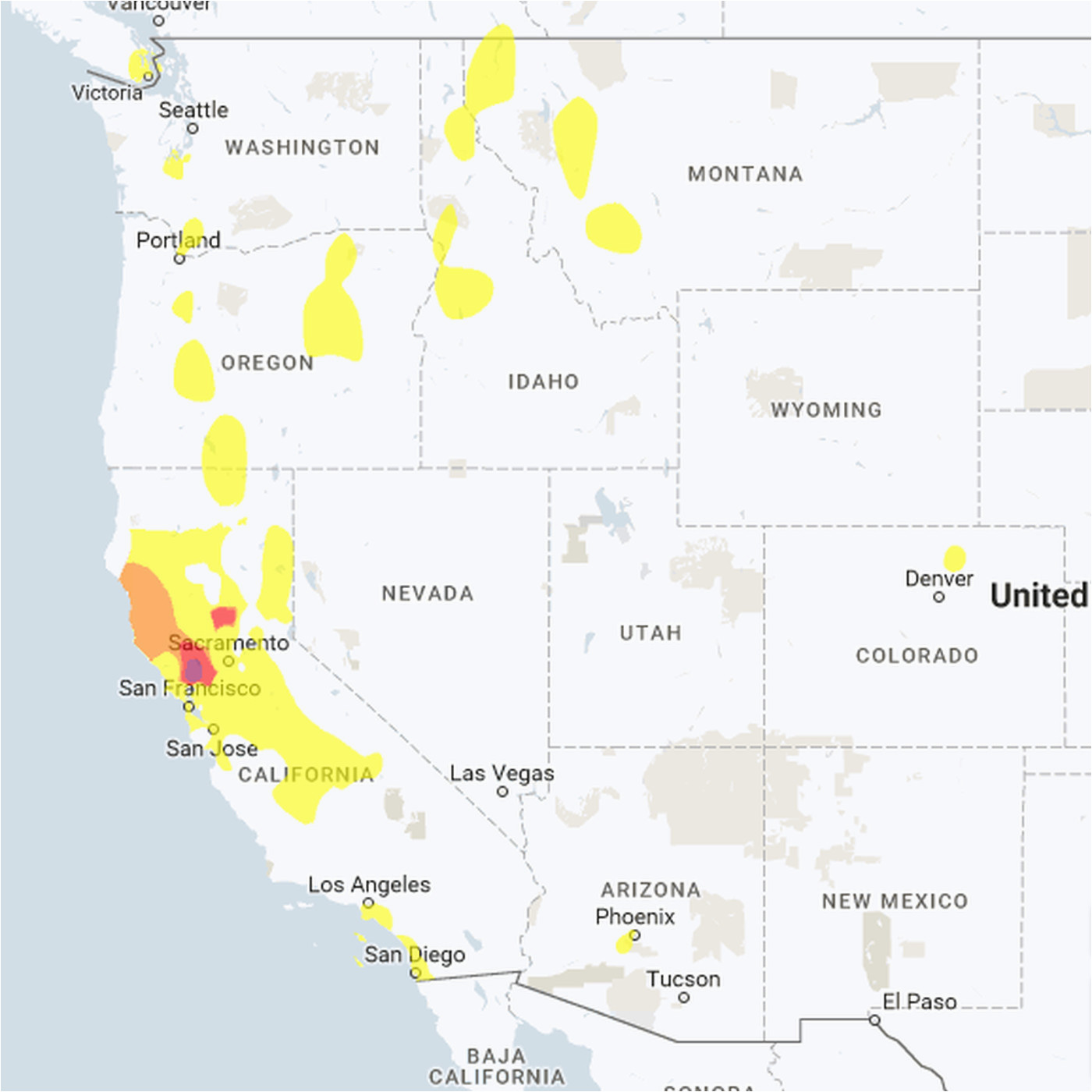 map see where wildfires are causing record pollution in california