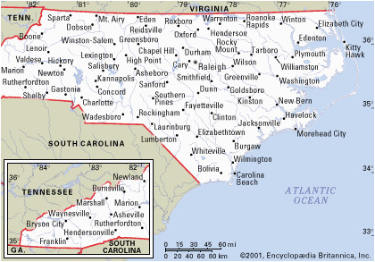 north carolina maps with cities and travel information download
